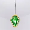 Lampes suspendues poste moderne verre suspendu vert/clair or fer abat-jour diamant lumières pour salle à manger chambre éclairage