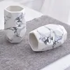 Bath Accessory Set European Ceramic Bathroom Five Piece Washbasin Desktop Marble Texture Soap Dish Shower Gel Bottle Bathrooms Accessories