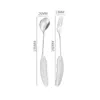 Stainless Steel Dessert Spoon Fork Set Feather-shaped Spoon Fork Coffee Stirring Spoon Tableware Festival Gift LX5358