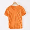 T-shirts pour hommes Classique Couleur unie Modèle de mode pour hommes T-shirt en coton à col en V Super confortable Pull en vrac T-shirt mince 10 couleurs