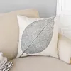 Pillow Yellow Gold Brown Navy Blue Coffee Leaf Home Decorative Sofa Throw Cover 45x45cm Nordic Plant Leaves Linen