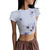 Women's T Shirts Short-sleeved T-shirt Women's Summer 2022 High Waist Slim Fit Cropped Navel Short Tight Top