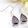 Earrings Necklace Luckyshine Anniversary Gift Earring Pendants Sets Water Drop Red Garnet 925 Sterling Sier Necklaces Women Pendan Dhgs1