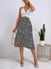 Rokken vrouwen midi rok bloemen bedrukte hoge taille onregelmatige losse tie-up dames onder de knie split bodems vrouwelijke zomer outfits