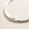 Bracelet jonc scintillant en argent sterling 925 avec CZ transparent, convient aux bracelets Pandora européens, breloques et perles