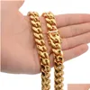 Chaînes 8 10 12 14 16 18mm 1830 pouces Miami Cuban Link Gold Chain Hip Hop Bijoux épais en acier inoxydable Collier277P6868481 Drop Deli Dh8Xb