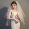 Bridal Veils Marriage Veil Two-Layer Plain Tulle Cut Edge White Ivory Wedding Bride With Hair Comb
