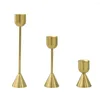 Candle Holders 3PCS Metal Long Pillar Simple Golden Wedding Decoration Bar Party Supply Living Room Home Decor Candlestick Gift