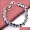 Tennis 5 pc's/kavel hoogwaardige mode ronde gevormd 8 mm colorf topaz armband sieraden 925 sier feest kerstcadeau voor vrouwen b0333 dht6v