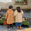 Coat Children's Wind Breakher 2022 Autumn and Winter Boys 'Girls' Polo Solid Color Losse Medium Lengte