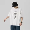 Camas de camisetas gráficas de camisetas masculinas Camiseta de camisa de grandes dimensões estampa de basquete de algodão Tops lavados Tee Harajuku Streetwear