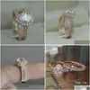 Anelli a fascia Fashion Rose Gold Plated Design 2Pcs Cz Women Engagement Wedding Ring Set Drop Delivery Jewelry Dhdzs