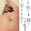 Aço inoxidável Crystal Butterfly Butrind Butrind Rings For Women Sexy Beach Anel Anel de Zircão Dangle Jóias de Piercing