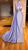 Laver Seksi Deniz Kızı Prom Elbiseler Kadınlar için Yüksek Mücevher Boyun Saten Piller Döktü Yüz Uzunluk Partisi Elbise Resmi Gece Elbise Özel Yapımı