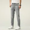 Mens Jeans Designer Spring Summer Elastic Slim Fit Luxury European High End Korean Gray Small Feet Long Pants 5rtk