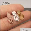 Stud High Quality Hollowed Pineapple Ear Studs For Women Unique Design Arrival Alloy Rose Gold Sier Plating Earrings Drop Delivery Je Dhpgl