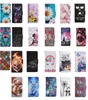 23Designs läderplånbok för Samsung S24 Ultra Plus A55 A35 A05S A15 A04S M13 A04 M40S A54 A34 Flower Butterfly Wolf Skull Animal Card Slot Holder Flip Cover Pouch