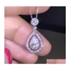 Pendanthalsband Victoria Sparkling Luxury Jewelry 925 Sterling Sier Rose Gold Fill Drop Water White Topaz Pear Cz Diamond Women CH DH9FJ