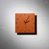 Horloges murales Salon Horloge Muet Mode Orange Simple Ménage Doux Décoration Personnalité Carré