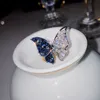 Anello farfalla per donne Luxury Blue White Color Crystal Open Anelli Ins Woman Party Jewelry Street Fashion