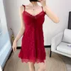 Kobietowa odzież sutowa Pełna koronkowa koronkowa ślubna szata ślubna Zestaw Satynowe kobiety Sexy 2pcs Boshobechemise Nightgown