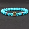 Strand femmes hommes mode cristal bleu explosif rond perle main chaîne classique Micro incrustation couronne accessoires Bracelet élastique