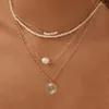 H￤nge halsband minimalistiska rostfritt st￥l tunn kedja halsband handgjorda naturliga p￤rlor utsmycken smycken jul valentinsdag