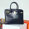 Designer Handbag Herme Birkins Crocodile Bag Leather Women's Bag Fashion Cowhide Bag Commuter Versatile Handbag Zc