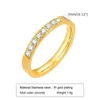 Bröllopsringar Luxur Crystal Female Stacking Zircon Stone Ring for Women Lover Rostfritt stål Fashion Bridal Jewelry