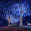 Strings 30/50CM Meteor Shower Rain LED Fairy Lights String Street Garland Christmas Tree Decor For Outdoor Light Year
