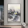 그림 캔버스에 수제 중국어 흑백 꽃 추상 칼 유화 현대 벽 예술 거실 홈 장식 frameless