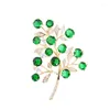 Broches bijoux coréens Imitation émeraude branche Zircon élégant mode plante arbre OL femmes vêtements broche épingle Corsage Accessori