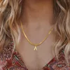 Pendant Necklaces Herringbone Chain Initial Choker Necklace 18k Gold Plated Stainless Steel Letter A To Z Charms Women Gift