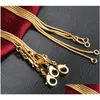 Chains 1Mm 18K Gold Plated Snake 1630 Inch Golden Smooth Lobster Clasp Necklace For Women Drop Delivery Jewelry Necklaces Pendants Dhhya