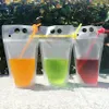 Garrafas de água Bolsas de bebidas plásticas com canudos com zíper reclosável não-tóxico Drinking Recipler de contêiner de trabalho por atacado