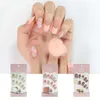 Faux ongles presse sur faux Bundel vente 3 ensemble avec boîte bijoux fourrure ongles courts amande adhésif déjà aimant