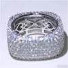 An￩is de casamento Tamanho 510 J￳ias de luxo 925 SERLING SIER POVE MIRCO FL WHITE SAPPHIRE CZ Diamond Promise Ring Women Band para Dro DHQ3D