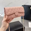 CC Brand Wallets Vintage Mini Flap Cowhide Wallets With Leather Hardware Chain Crossbody Bags Coins Purses Classic Quilted Caviar Womens Shoulder Phone Card Hol