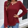 Camisas de mujer Moda Color sólido Botón de encuadernación suelta Camiseta irregular Blusas de manga larga Tallas grandes S-5XL