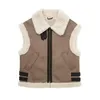 Women's Vests Thick Fleece Jacket Women Warm Splice Waistcoat Autumn Winter 2022 Coat Vest Biker Outwear Faux Shearling Sleeveless