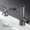 Смесители раковины для ванной комнаты многофункциональный цвет Fince Brass Faucet Smart Digital Dempression Control Temperment No Rust House Использование