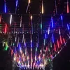 Strings 30/50CM Meteor Shower Rain LED Fairy Lights String Street Garland Christmas Tree Decor For Outdoor Light Year