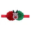 Décorations de Noël Fleur Bébé Fille Bandeau Infantile Cheveux Ruban En Mousseline De Soie Cravate Arcs Né Chapeaux Tiara Headwrap Cadeau Tout-petits Bandage