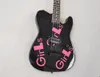 6 Strings Black Electric Guitar with Girls Sticker Rosewood Grepboard Kan anpassas efter önskemål