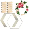 Party Decoration Floral Hoop Centerpiece With Stand 10 PCS Gold Hexagonal Metal Hoops For Table Wreath Ring Place Card Holders