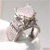 Trouwringen Choucong Topverkopende vintage sieraden van hoge kwaliteit 925 Sterling Sier Pave White Saaphire Cz Diamond Eternity Vrouwen horen Dhjob