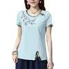 Women's Blouses 4XL Women Spring Summer Shirts Lady Fashion Casual Short Sleeve O-Neck Collar Cotton Lace Embroidery Blusas Tops WY0697