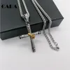 Pendant Necklaces 2 Tone Cool Skull Cross Necklace Stainless Steeel Gothetic Circle & Fashion Men Jewelry