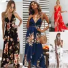 Sukienki swobodne Kobiety Sling Floral Długie przybycie Summer Boho V -Neck Sleveless Party Beach Floarl Print Maxi Sukienka Sundress -40