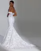 2023 Elegante zeemeermin Trouwjurken Sexy Sweetheart Appliques Bridal Jurys Custom Made Backless Sweep Train Vestidos de Novia